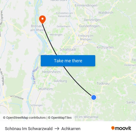 Schönau Im Schwarzwald to Achkarren map