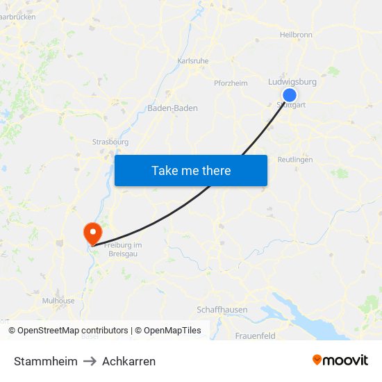 Stammheim to Achkarren map