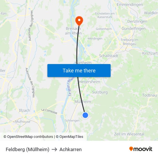 Feldberg (Müllheim) to Achkarren map
