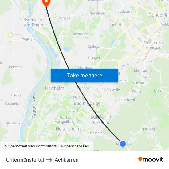 Untermünstertal to Achkarren map