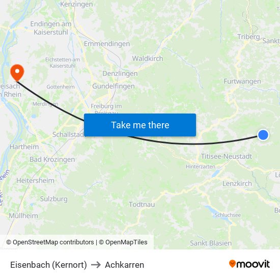 Eisenbach (Kernort) to Achkarren map