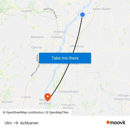 Ulm to Achkarren map