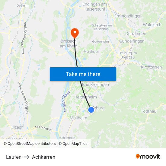 Laufen to Achkarren map
