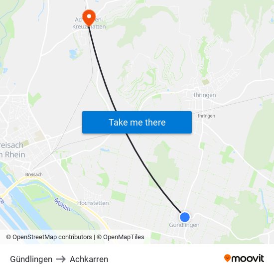 Gündlingen to Achkarren map