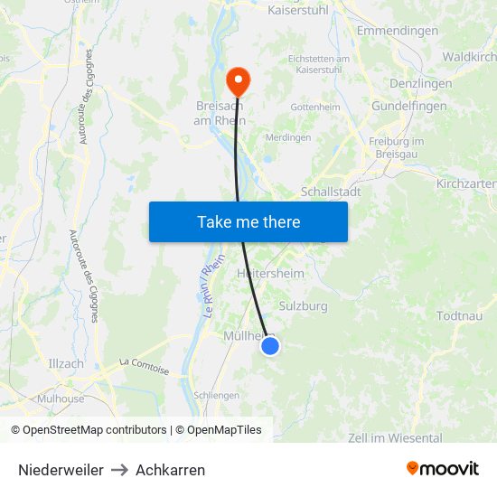 Niederweiler to Achkarren map