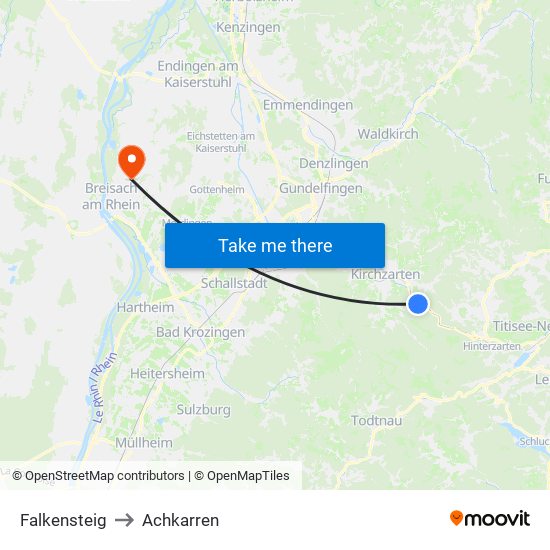 Falkensteig to Achkarren map