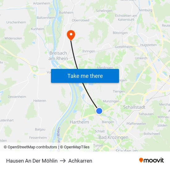 Hausen An Der Möhlin to Achkarren map