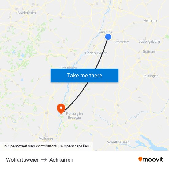 Wolfartsweier to Achkarren map