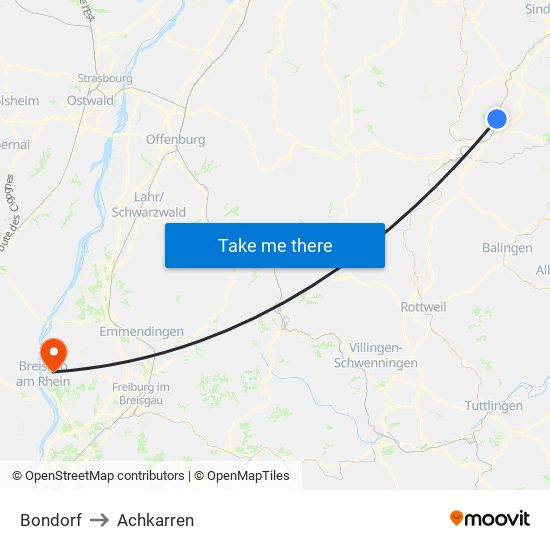 Bondorf to Achkarren map