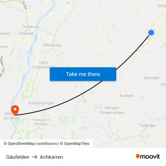 Gäufelden to Achkarren map