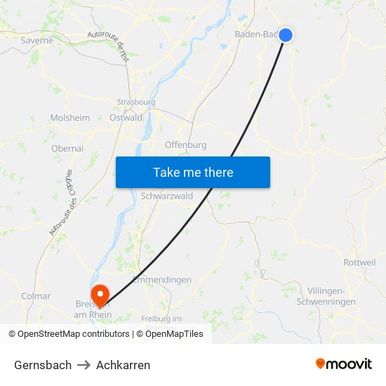 Gernsbach to Achkarren map