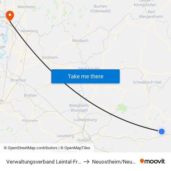 Verwaltungsverband Leintal-Frickenhofer Höhe to Neuostheim/Neuhermsheim map