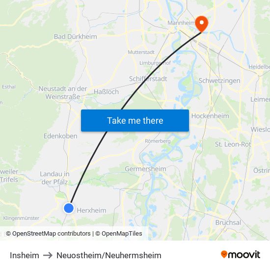 Insheim to Neuostheim/Neuhermsheim map
