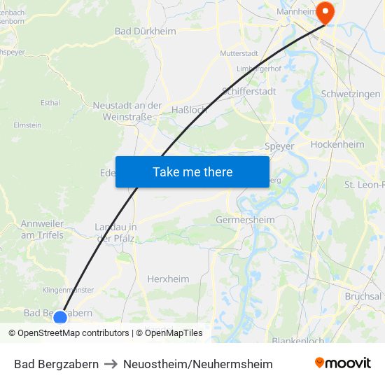 Bad Bergzabern to Neuostheim/Neuhermsheim map