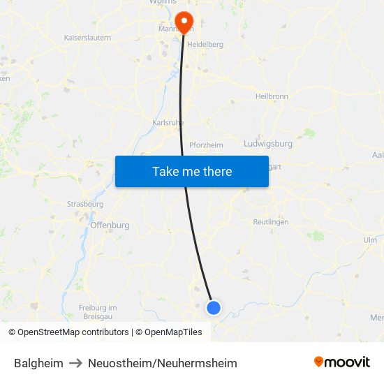 Balgheim to Neuostheim/Neuhermsheim map