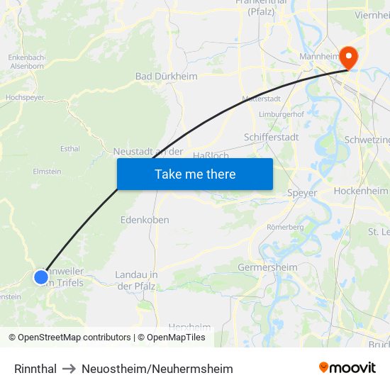 Rinnthal to Neuostheim/Neuhermsheim map