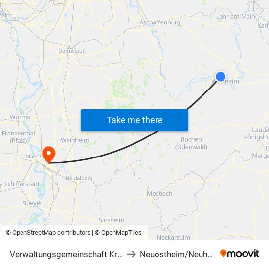 Verwaltungsgemeinschaft Kreuzwertheim to Neuostheim/Neuhermsheim map