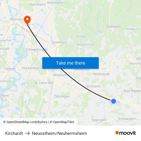 Kirchardt to Neuostheim/Neuhermsheim map