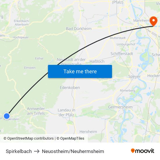 Spirkelbach to Neuostheim/Neuhermsheim map