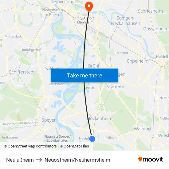 Neulußheim to Neuostheim/Neuhermsheim map