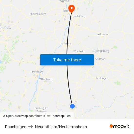 Dauchingen to Neuostheim/Neuhermsheim map