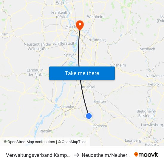 Verwaltungsverband Kämpfelbachtal to Neuostheim/Neuhermsheim map