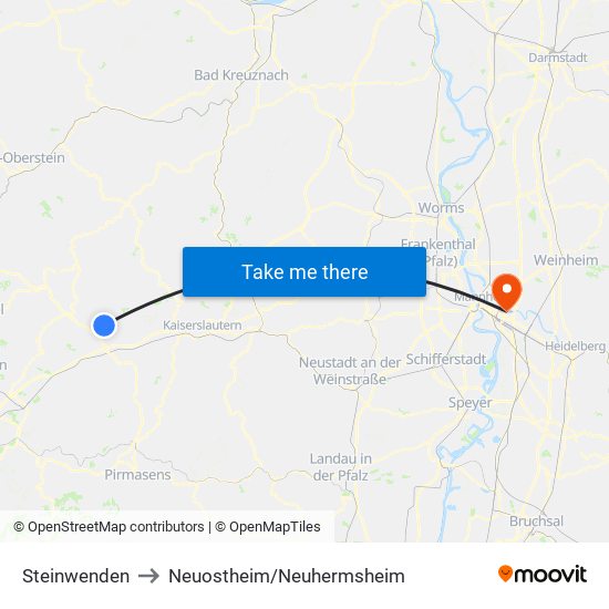Steinwenden to Neuostheim/Neuhermsheim map