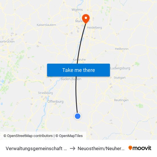 Verwaltungsgemeinschaft Schiltach to Neuostheim/Neuhermsheim map