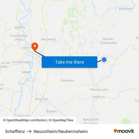 Schefflenz to Neuostheim/Neuhermsheim map