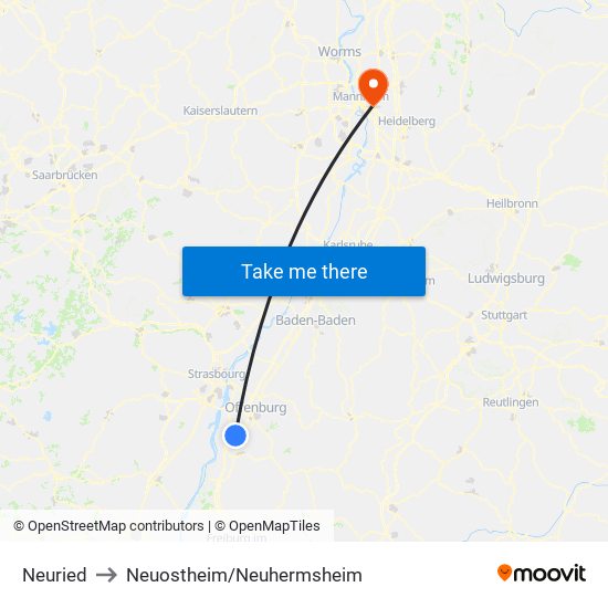 Neuried to Neuostheim/Neuhermsheim map