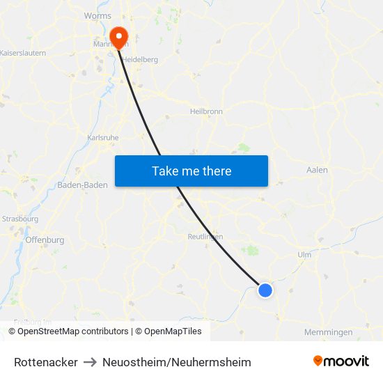 Rottenacker to Neuostheim/Neuhermsheim map