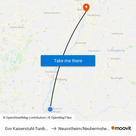 Gvv Kaiserstuhl-Tuniberg to Neuostheim/Neuhermsheim map