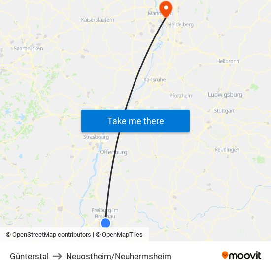 Günterstal to Neuostheim/Neuhermsheim map