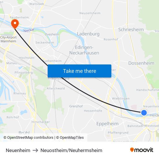 Neuenheim to Neuostheim/Neuhermsheim map