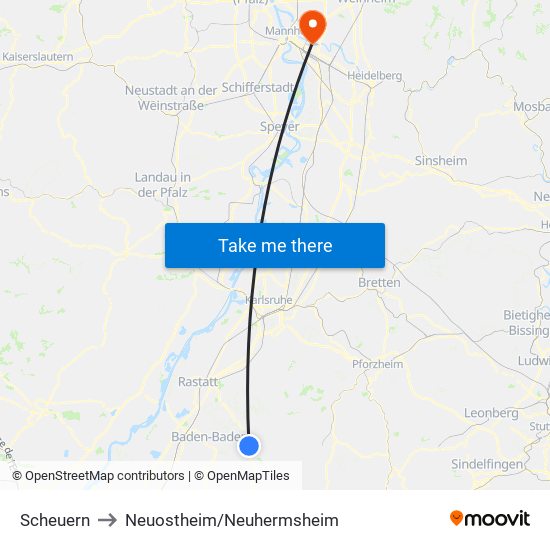 Scheuern to Neuostheim/Neuhermsheim map