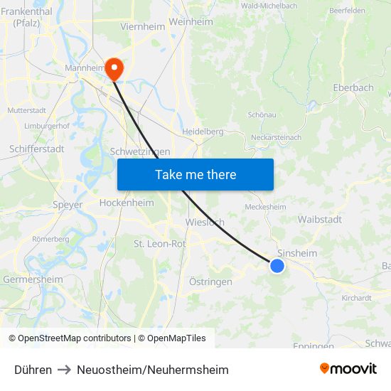 Dühren to Neuostheim/Neuhermsheim map