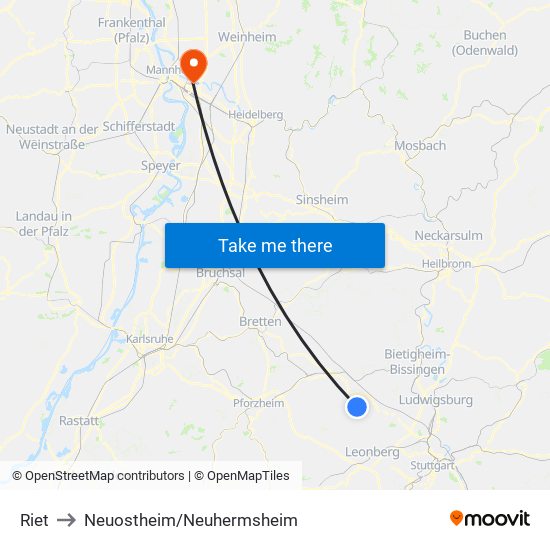 Riet to Neuostheim/Neuhermsheim map