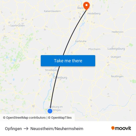 Opfingen to Neuostheim/Neuhermsheim map