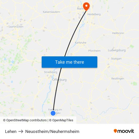 Lehen to Neuostheim/Neuhermsheim map