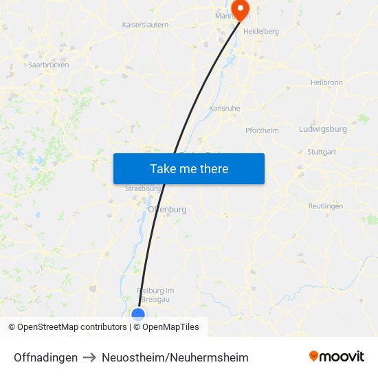 Offnadingen to Neuostheim/Neuhermsheim map