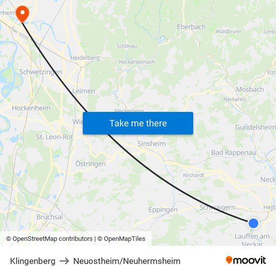 Klingenberg to Neuostheim/Neuhermsheim map