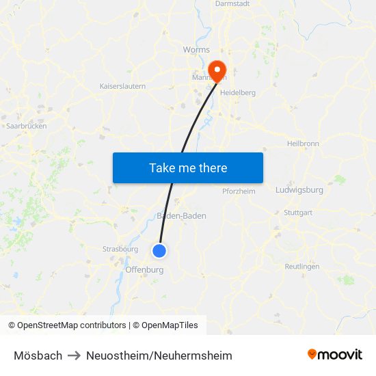Mösbach to Neuostheim/Neuhermsheim map