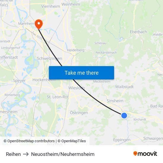 Reihen to Neuostheim/Neuhermsheim map