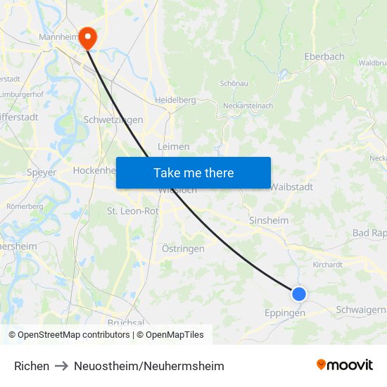 Richen to Neuostheim/Neuhermsheim map