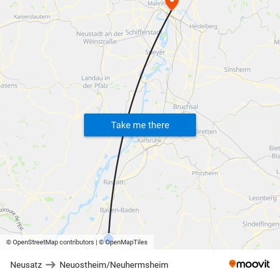 Neusatz to Neuostheim/Neuhermsheim map