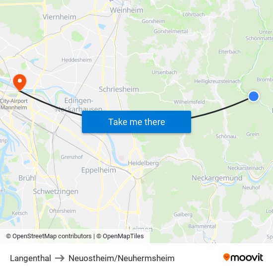 Langenthal to Neuostheim/Neuhermsheim map