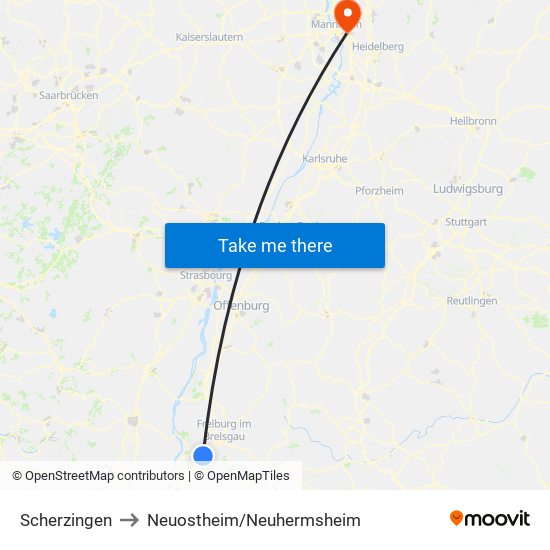 Scherzingen to Neuostheim/Neuhermsheim map