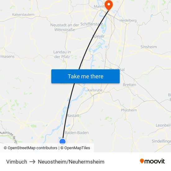 Vimbuch to Neuostheim/Neuhermsheim map