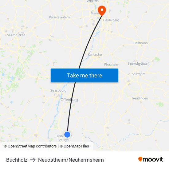 Buchholz to Neuostheim/Neuhermsheim map