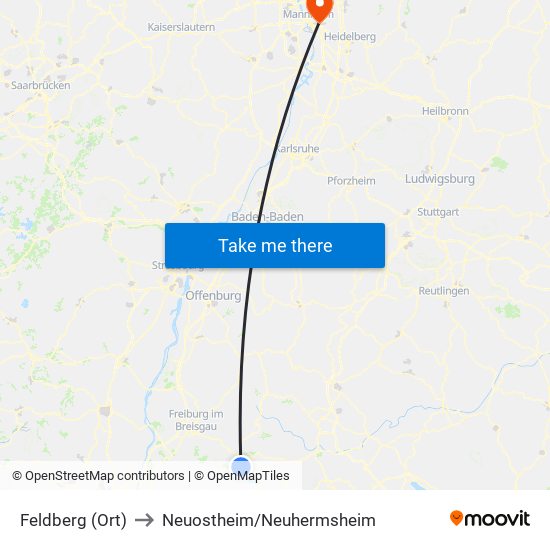Feldberg (Ort) to Neuostheim/Neuhermsheim map